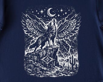 Geflügelter Wolf Fantasy Tee | Darkcore Landhaus Gothic Wildtier Shirt