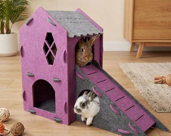 Modern Geometric Felt Pet Bed, Cozy Cat Cave Bunny Hideout, Minimalist Small Animal House for Hamsters & Guinea Pigs, Eco-friendly Decor