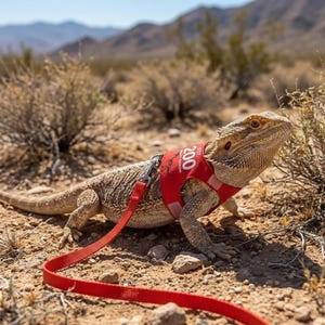Verstelbaar harnas en riem voor baardagaam, 1,45 m lang ontsnappingsbestendig hagediswandeltouw, stijlvol reptielenvest voor gekko-leguaan en kleine huisdieren