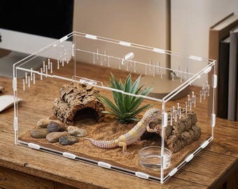 Recinto acrílico de alta transparencia de 360° para reptiles, hábitat magnético para arañas saltarinas, nanoterrario para mantis y tarántulas, caja de cría moderna.
