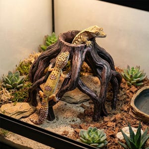 Realistic Driftwood Reptile Hideout Snake Climbing Branch, Resin Tree Root Aquarium Cave for Betta & Shrimp, Naturalistic Terrarium Decor