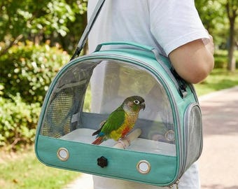 Breathable Oxford Bird Carrier Bag, Portable Parrot Travel Backpack with Mesh Window, Lightweight Pet Cage for Cockatiel Conure Budgie