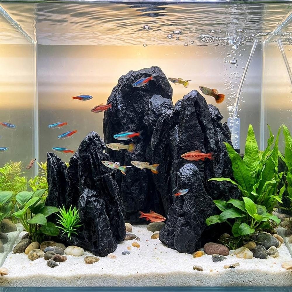 10 Stück Künstliche Aquarienpflanzen – Grüne Wasserpflanzen Mit Keramiksockel, PVC, 30 Cm, Für Süß- Und Salzwasser