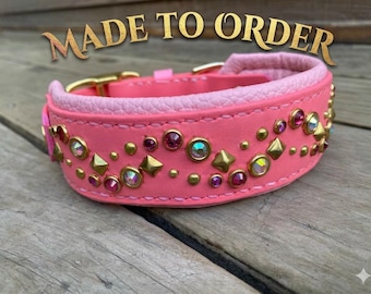 Padded BioThane Dog Collar with Rhinestones – Waterproof, Rust-Proof 1.5” wide (REMAKE)