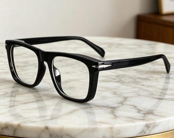 Lunettes carrées noires gothiques minimalistes à monture large — Lunettes tendance unisexe dans un style streetwear rétro de l'an 2000