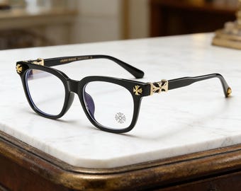 Chromen bril CH Zwart en zilver montuur Gothic punk kruisen Y2K-stijl Cadeau voor haar en hem