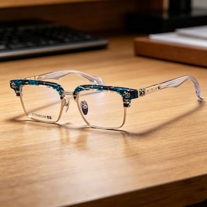 Gothic Punk Eyeglasses — Retro Square Unisex Frames — Lightweight Pure Titanium Vintage-Style Eyewear — A Gift for Her