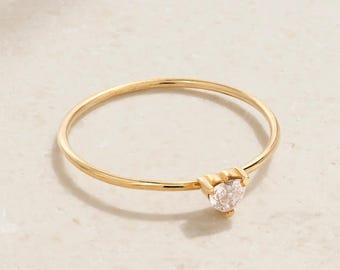 925 Sterling Silver Petite Heart Diamond Ring, Heart Cut Solitaire Ring, Proposal Ring, Signature Ring, Dainty Simple Engagement Bezel Ring