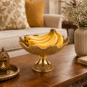 Bol de pedestal de latón hecho a mano, plato de centro de mesa ornamentado, soporte para frutas, recipiente para aperitivos secos, adorno decorativo de mesa.