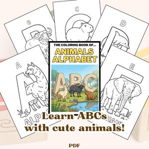 Kleurboek wilde dieren alfabet voor kinderen, digitale pdf
