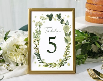 Botanical Table Numbers For Wedding Decor - A5 & A4 Personalised Cards
