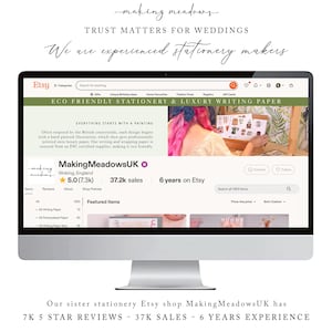 Making Meadows have a sister stationery company that has over 6 years experience and over 7k 5 star reviews and over 37k sales. This image shows a screen grab of the other stationery website on Etsy.