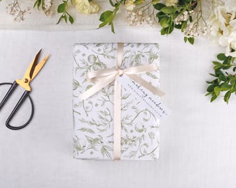 Sage Garden Wedding Wrapping Paper - Luxury Bridal Party Gift Wrap, Folded