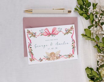 Vintage Wedding Save The Date Set - A6 Personalised Wedding Invite Stationery