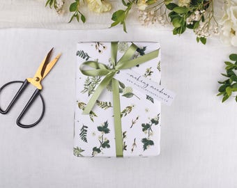 Botanical Wedding Wrapping Paper - Luxury Bridal Party Gift Wrap, Folded