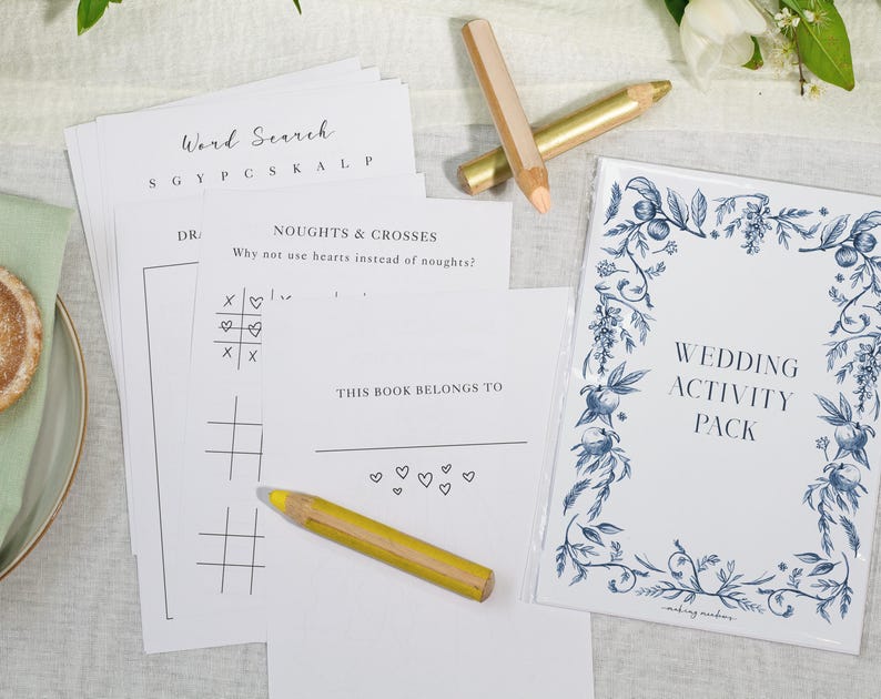 Blue Garden Wedding Kids Activity Pack Book - A5 Children's Favour