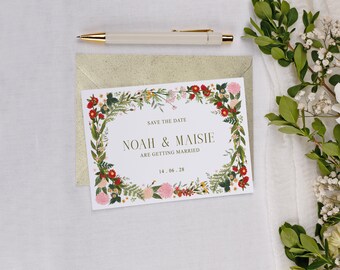 Boho Wedding Save The Date Set - A6 Personalised Wedding Invite Stationery