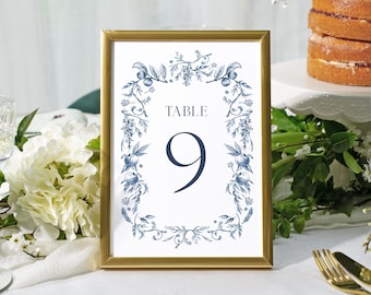 Blue Garden Table Numbers For Wedding Decor - A5 & A4 Personalised Cards