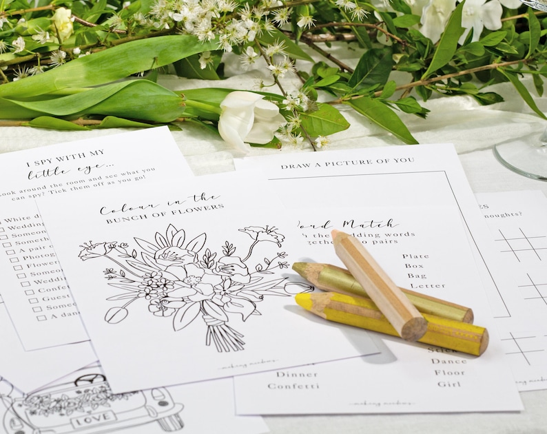 Blue Garden Wedding Kids Activity Pack Book - A5 Children's Favour