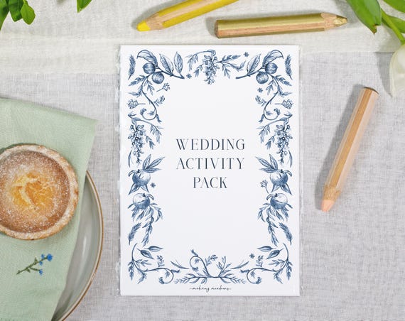 Blue Garden Wedding Kids Activity Pack Book - A5 Children's Favour