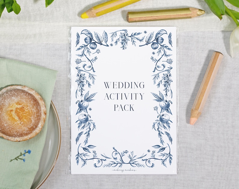 Blue Garden Wedding Kids Activity Pack Book - A5 Children's Favour
