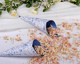 Blue Garden Confetti Cones For Wedding - DIY Make Your Own Pack
