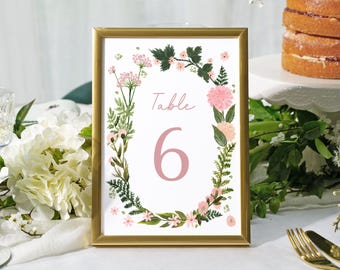 Pink Floral Table Numbers For Wedding Decor - A5 & A4 Personalised Cards