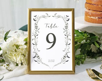 Gothic Table Numbers For Wedding Decor - A5 & A4 Personalised Cards