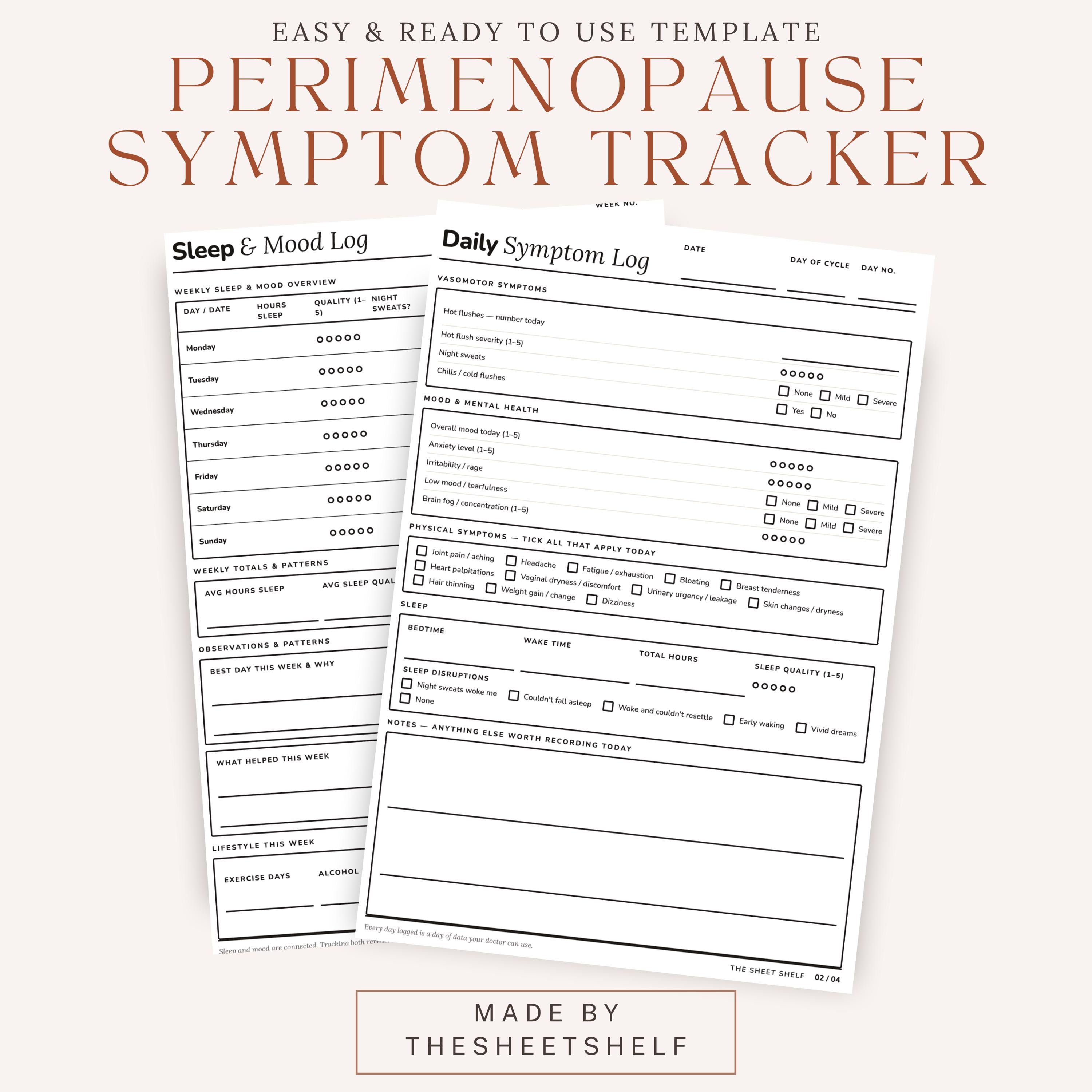 Perimenopause Symptom Tracker Printable | Daily Hormone Log - Etsy