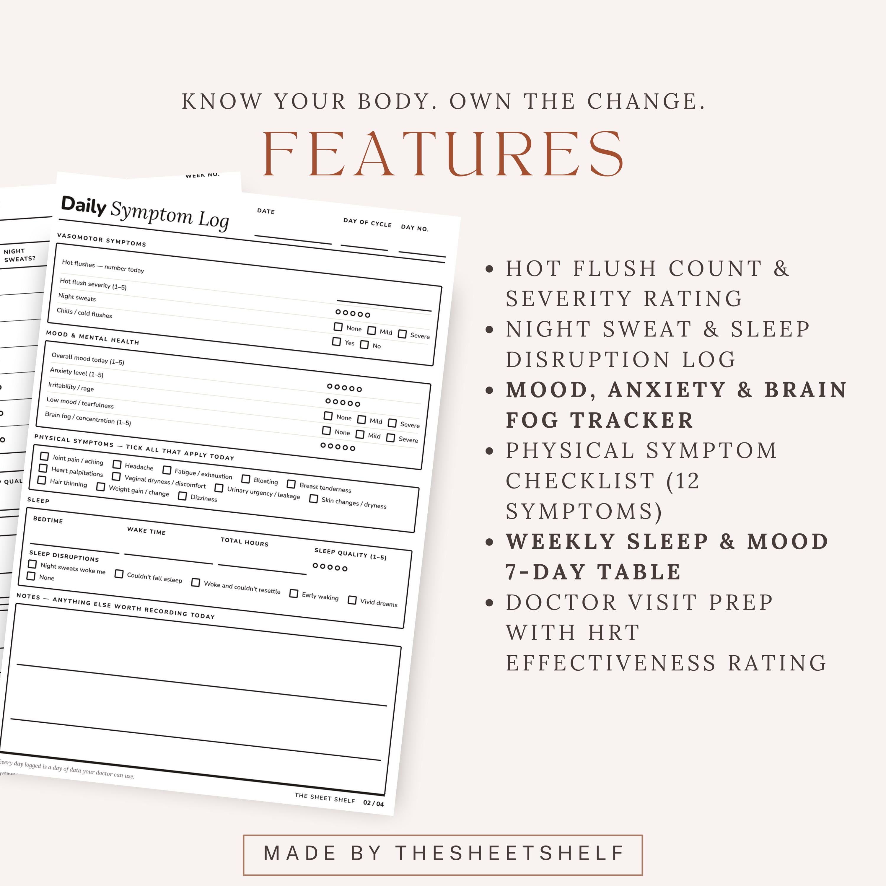 Perimenopause Symptom Tracker Printable | Daily Hormone Log - Etsy