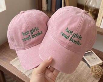 Embroidered Hot Girls Read Books Dad Hat, Reading Lover Hat, Book Lover Gift, Gift for Her