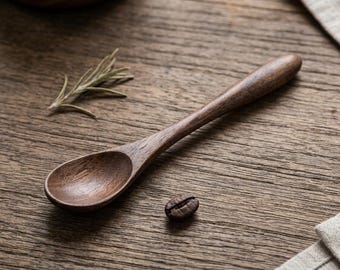 Minicuchara de café de madera de nogal, cuchara de madera pequeña reutilizable, decoración minimalista para el comedor, utensilio de cocina ecológico.