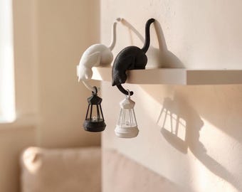 Crochet porte-clés pour chat, décoration de support de rangement suspendu | Ornement de rangement mignon pour entrée, élément décoratif pour étagère de maison, cadeau pour amoureux des chats