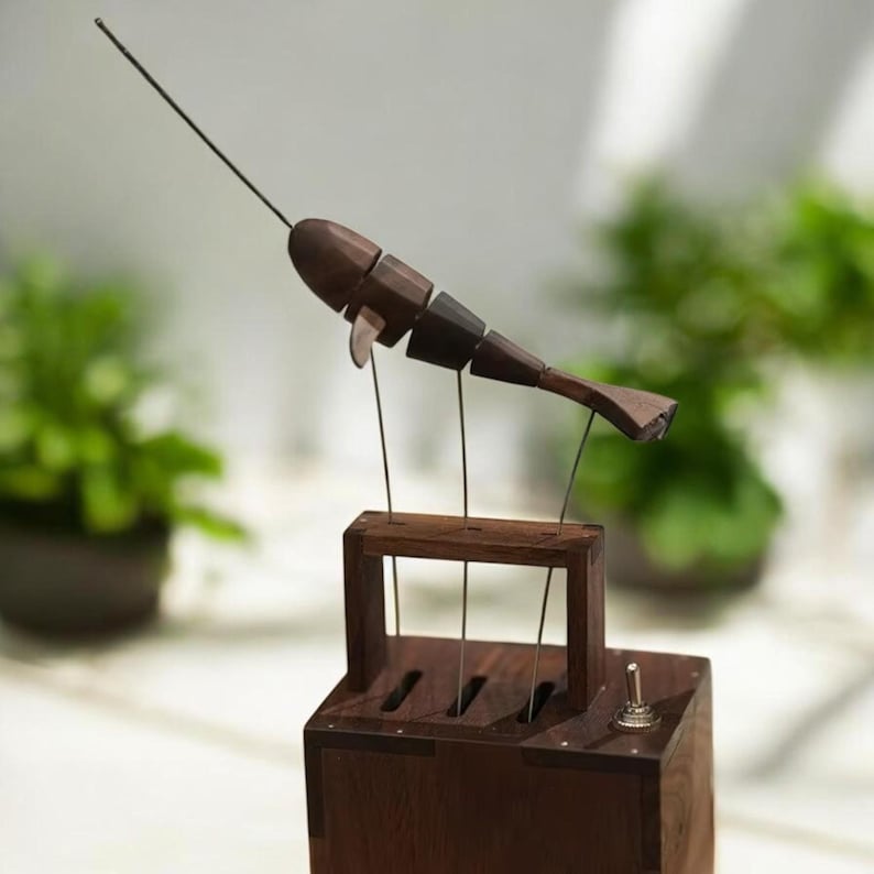Wooden Whale Automata Sculpture, Handmade Kinetic Desk Toy | Mechanical ...