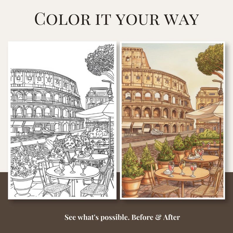 Coloring Sheet Rome Scene Rome Coloring Pages | 9 Italian Landmark Illustrations (PDF Download ...
