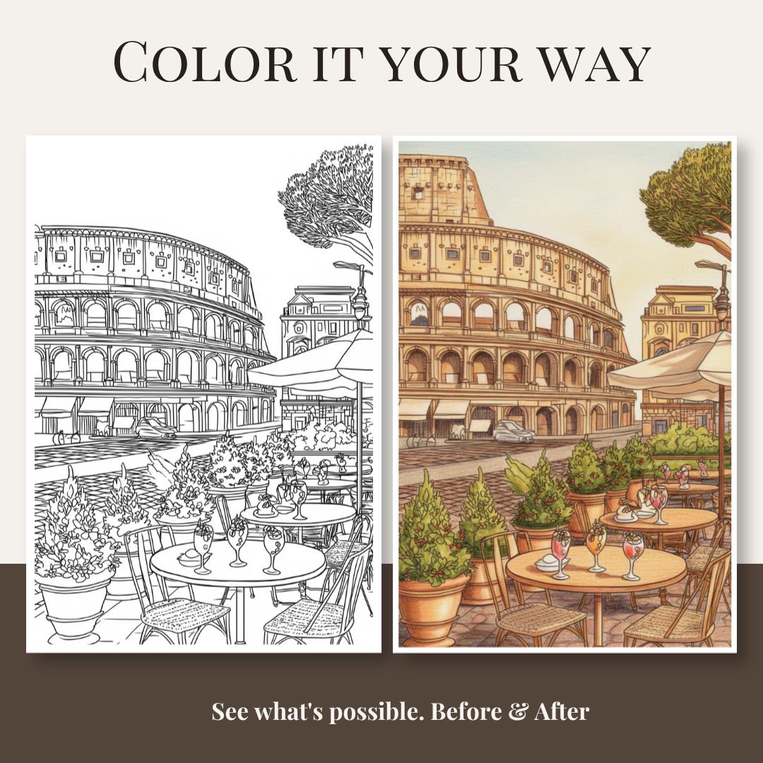 Rome Coloring Pages | 9 Italian Landmark Illustrations (PDF Download ...