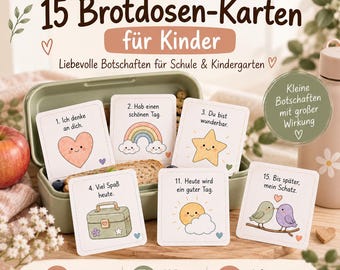 Kids' Lunch Box - Encouraging Sayings & Positive Quotes | Back to School Gift | 15 Printable Lunch Box Cards | PDF Download
