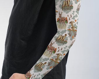 Woodland Fox Arm Sleeves, Forest Animal Compression Sleeves, UV Protection Arm Covers Nature Lover Gift
