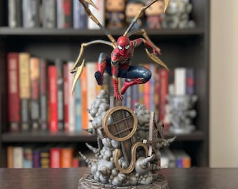 Spider Man Explosion Scene STL File, Iron Spider Suit 3D Print Model, Superhero Resin Figure STL Digital Download