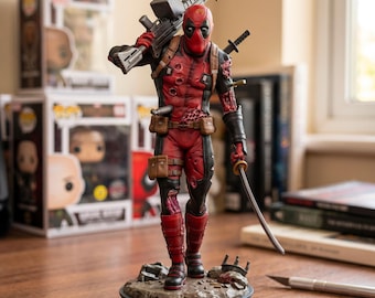 Deadpool Action Pose STL File – Deadpool 3D Print Model – Resin Marvel Figure STL – Digital Download