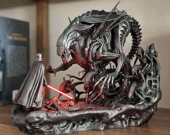 Alien Queen vs Darth Vader STL File – Sci-Fi Crossover 3D Print Model – Resin Figure STL – Digital Download