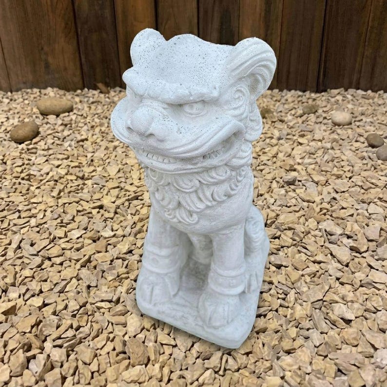 Outdoor Foo Dog Statue Handmade Concrete Guardian Lion Sculpture Stone ...