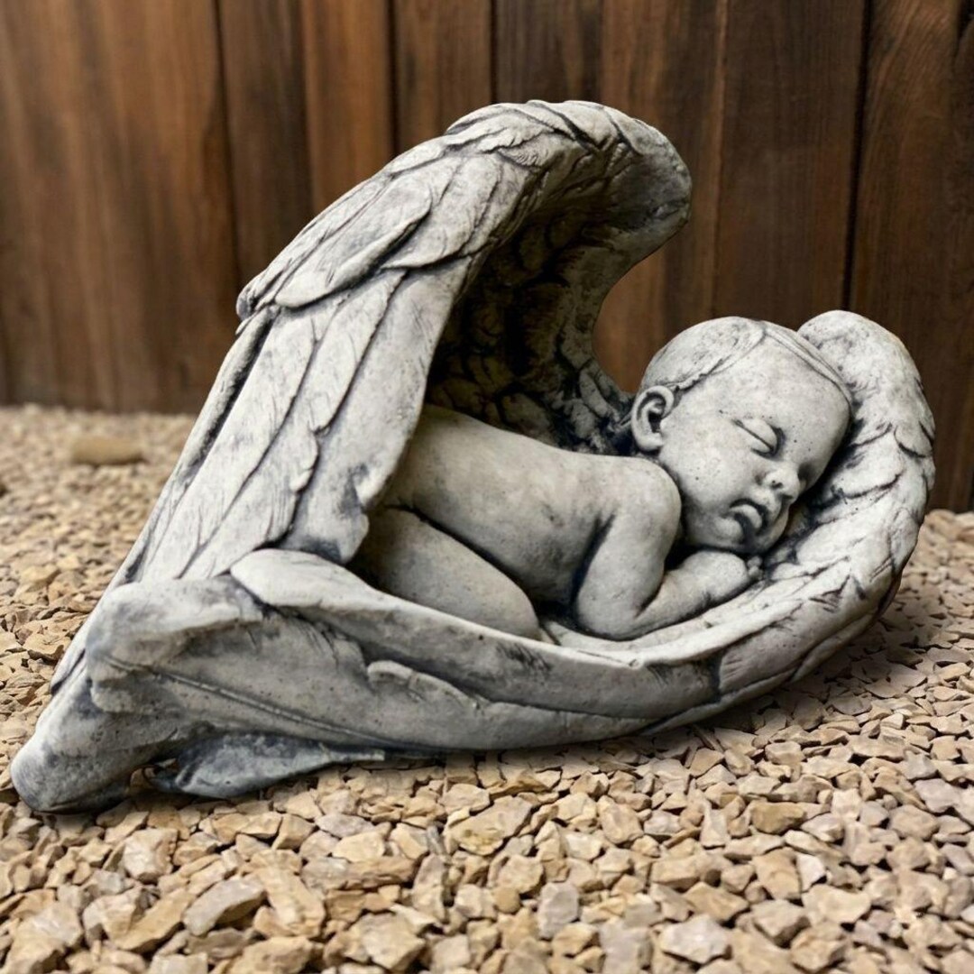 Sleeping Angel Baby Statue Concrete Memorial Sculpture Handcrafted ...