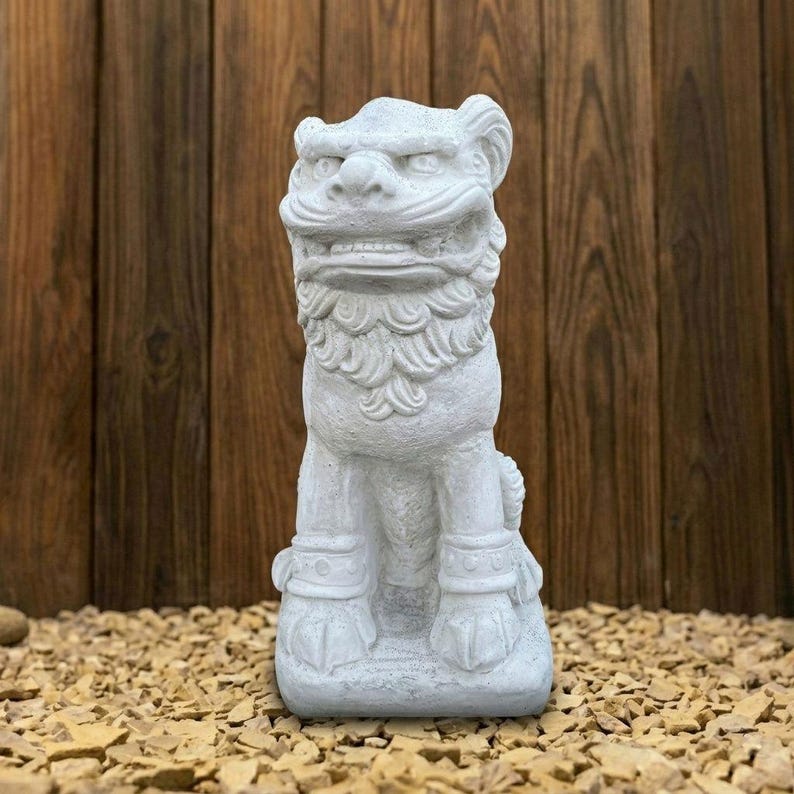 Outdoor Foo Dog Statue Handmade Concrete Guardian Lion Sculpture Stone ...