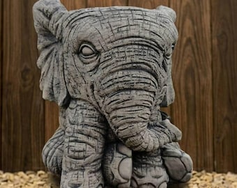 Elephant Planter Concrete Garden Pot Animal Flower Planter Outdoor Succulent Holder Cute Elephant Patio Yard Decor Cement Pot Sculpture