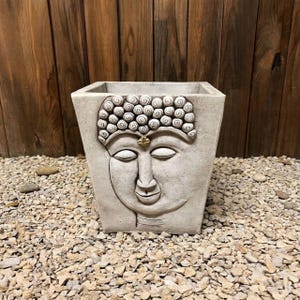 Concrete Buddha Planter Cement Buddha Pot Figure Stone Garden Planter Handmade Asian Outdoor Statue Meditation Succulent Vase Yard Ornament