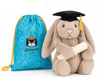 Jellycat Imitation Bashful Bunny Graduation Plush Toy with Cap & Diploma (Dust Bag)