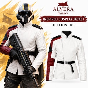 Helldivers Inspired Cosplay Jacket, White Military Gaming Belted Unisex Costume Jacket