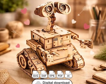 3D Wall-E Robot Laser Cut File | Wooden Puzzle Plan, CNC Router Project (Digital Download)