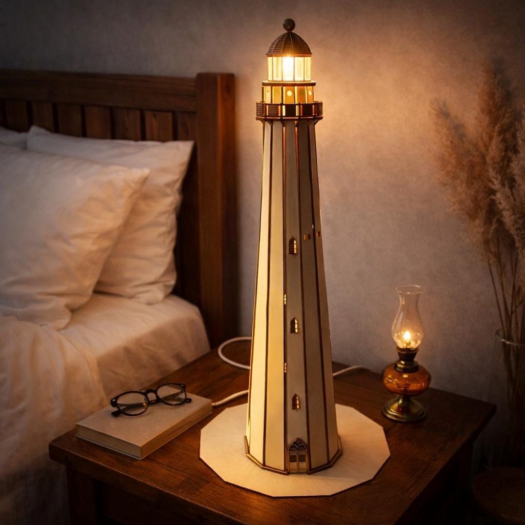 Nautical Lighthouse Lamp SVG | 3D Laser Cut File, Coastal Decor Lantern ...